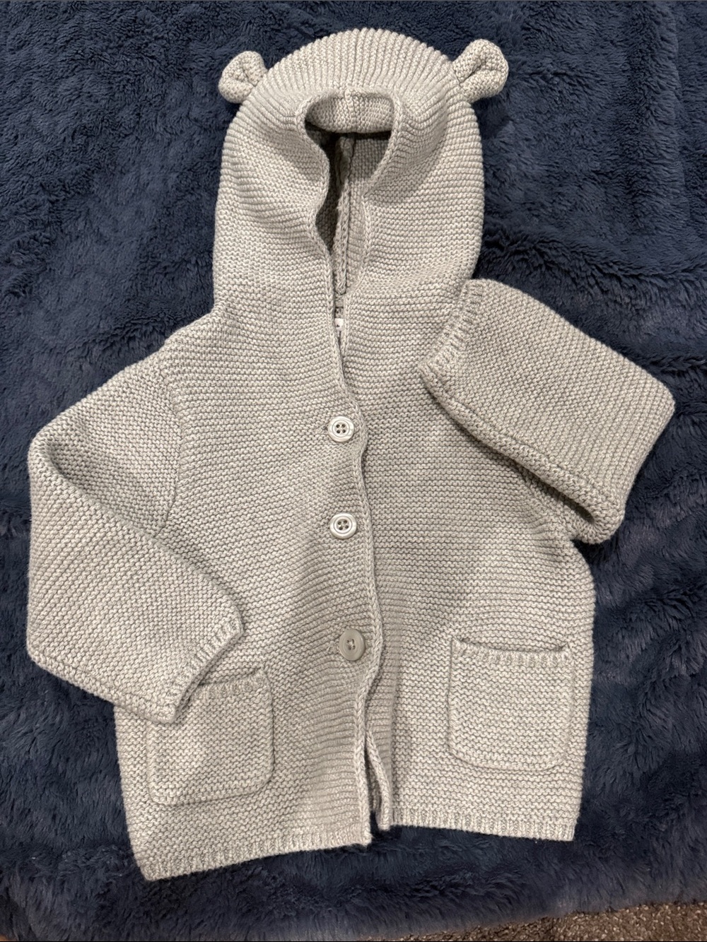 Light Gray Hooded infant Sweater Cardigan